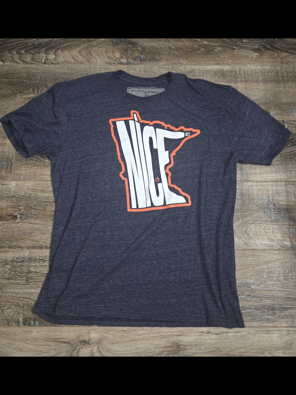 Hammer Made Minnesota Nice State Graphic Tee Size L Blue Short Sleeve Tri Blend